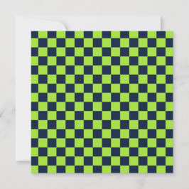 Lime and navy checkerboard pattern サンキューカード