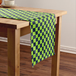 Lime and navy checkerboard pattern ショートテーブルランナー