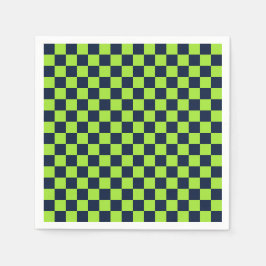 Lime and navy checkerboard pattern スタンダードカクテルナプキン