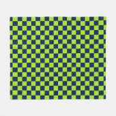 Lime and navy checkerboard pattern フリースブランケット (正面(横))
