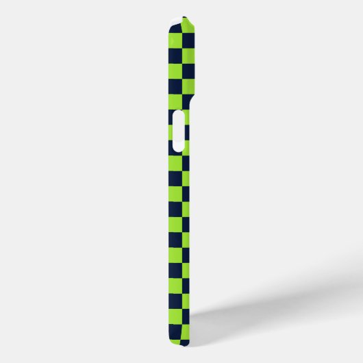 Lime and navy checkerboard pattern Case-Mate iPhoneケース (裏面 / 右)