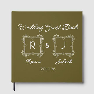 Lime Baroque Monogram Wedding Guest Book ゲストブック