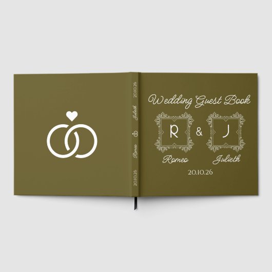 Lime Baroque Monogram Wedding Guest Book ゲストブック (全面)