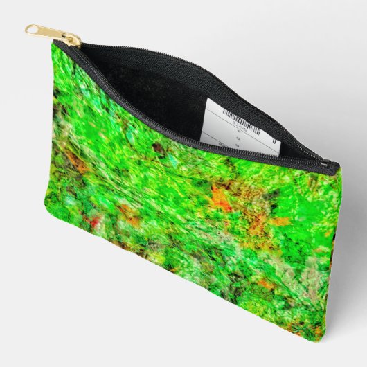 Lime green abstract Cut Sew Bag,Deep green delight アクセサリーポーチ (見開き)