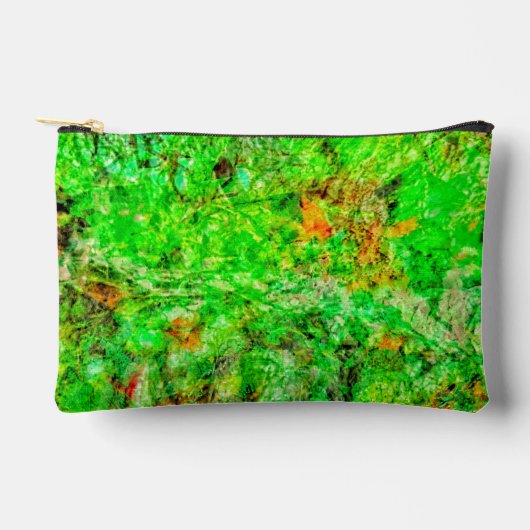 Lime green abstract Cut Sew Bag,Deep green delight アクセサリーポーチ (正面)