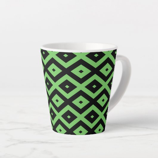 Lime green and black diamond pattern カフェラテマグ (右アングル)