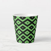 Lime green and black diamond pattern カフェラテマグ (正面)