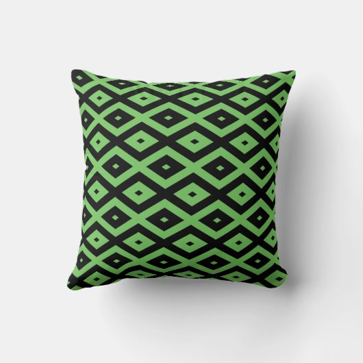 Lime green and black diamond pattern クッション (裏面)