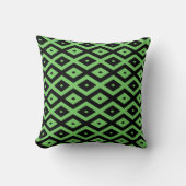 Lime green and black diamond pattern クッション (正面)