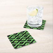 Lime green and black diamond pattern スクエアペーパーコースター (インサイチュ)
