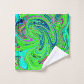 Lime Green and Blue Groovy Abstract Retro Art バスタオルセット (ウォッシュタオル)