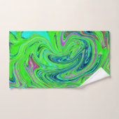 Lime Green and Blue Groovy Abstract Retro Art バスタオルセット (ハンドタオル)