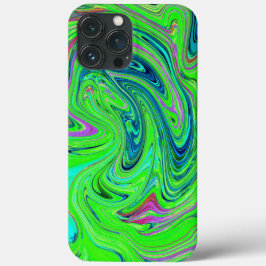 Lime Green and Blue Groovy Abstract Retro Art iPhone 13 Pro Maxケース
