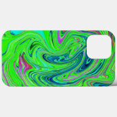 Lime Green and Blue Groovy Abstract Retro Art Case-Mate iPhoneケース (裏面 (横))