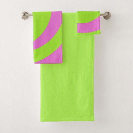Lime Green and Pink Abstract Art Towel Set バスタオルセット (インサイチュ)