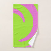 Lime Green and Pink Abstract Art Towel Set バスタオルセット (ハンドタオル)
