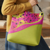 Lime Green And Pink Dotted Abstract クロスボディバッグ