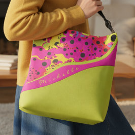 Lime Green And Pink Dotted Abstract クロスボディバッグ