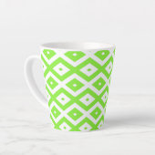 Lime green and white diamond pattern カフェラテマグ (左アングル)
