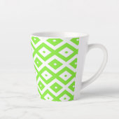 Lime green and white diamond pattern カフェラテマグ (右)