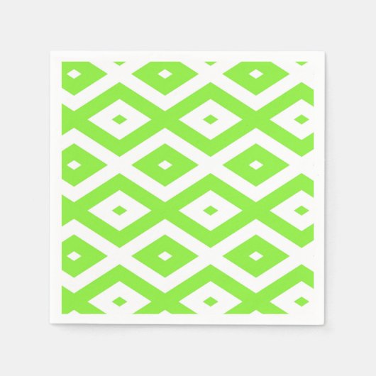 Lime green and white diamond pattern スタンダードカクテルナプキン (正面)