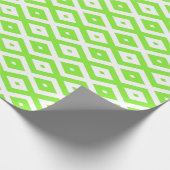 Lime green and white diamond pattern ラッピングペーパー (角)