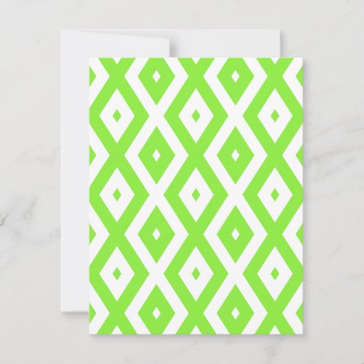 Lime green and white diamond pattern 出欠カード (正面)