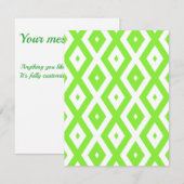 Lime green and white diamond pattern 出欠カード (正面/裏面)