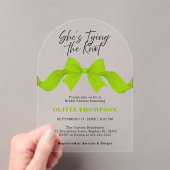 Lime Green Bow Bridal Shower She's Tying the Knot  アクリル招待状 (インサイチュ (ポータブル))