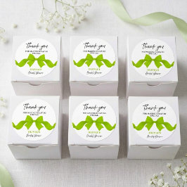 Lime Green Bow Bridal Shower Thank You Favor ラウンドシール