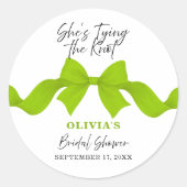 Lime Green Bow She's Tying the Knot Bridal Shower  ラウンドシール (正面)