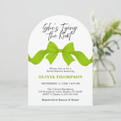 Lime Green Bow She's Tying the Knot Bridal Shower 招待状 (スタンド正面)