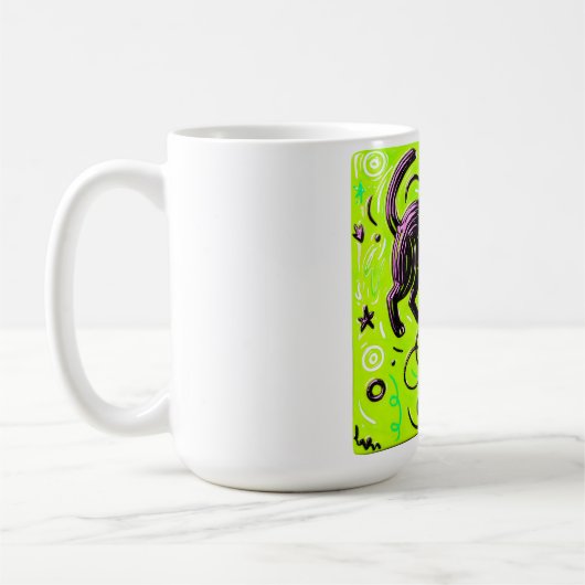 Lime Green Cat Yarn コーヒーマグカップ (左)