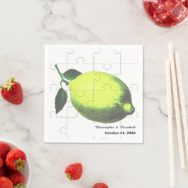 Lime Green Citrus Lemon Jigsaw Puzzle Wedding スタンダードカクテルナプキン