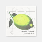Lime Green Citrus Lemon Jigsaw Puzzle Wedding スタンダードカクテルナプキン (正面)