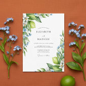 Lime Green Citrus Mediterranean Wedding 招待状