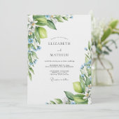 Lime Green Citrus Mediterranean Wedding 招待状 (スタンド正面)