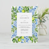 Lime Green Coastal Mediterranean Wedding 招待状 (スタンド正面)
