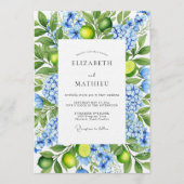 Lime Green Coastal Mediterranean Wedding 招待状 (正面)