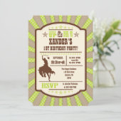 Lime Green Cowboy Rodeo Birthday Party Invitation 招待状 (スタンド正面)