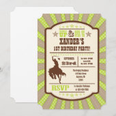 Lime Green Cowboy Rodeo Birthday Party Invitation 招待状 (正面/裏面)