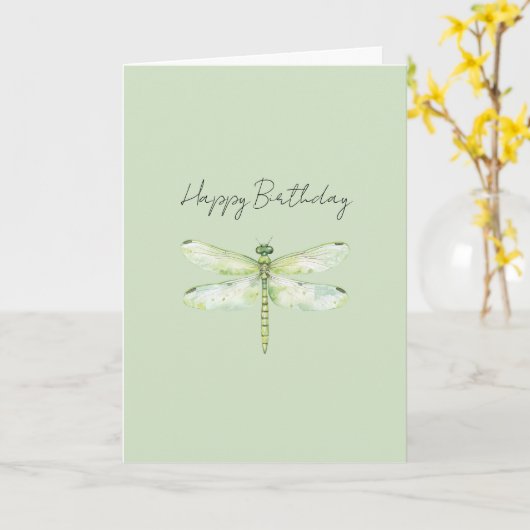 Lime Green Dragonfly Birthday カード (黄色い花)