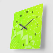 Lime Green Geomentricドットストライプ図 スクエア壁時計 (傾斜)