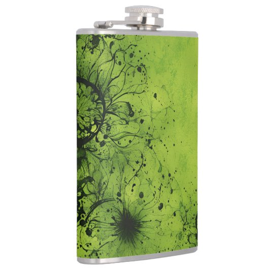 Lime Green Grunge with Black Accents フラスク (右)