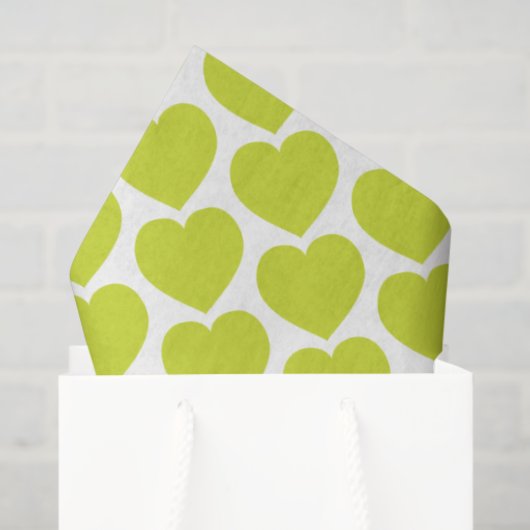 Lime Green Hearts Modern Sweet Love Notes Fun 薄葉紙 (ギフトバッグ)