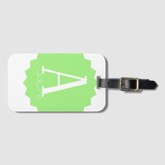 Lime Green Initial Luggage Tag ラゲッジタグ (正面横)
