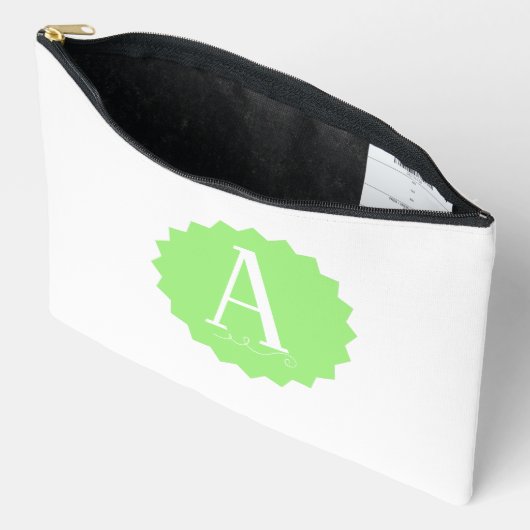 Lime Green Initial Makeup Bag アクセサリーポーチ (見開き)