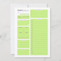 Lime Green Minimalist Daily Planner Template