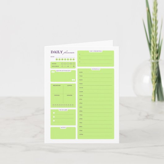 Lime Green Minimalist Daily Planner Template シーズンカード (正面)