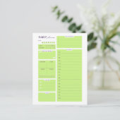 Lime Green Minimalist Daily Planner Template シーズンポストカード (スタンド正面)
